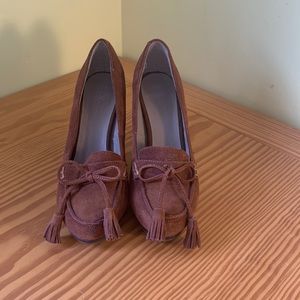 Suede leather taupe/ brown dress shoe.